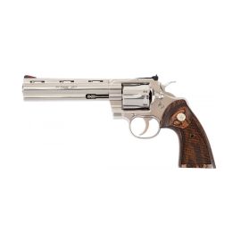 Colt Python Stainless Steel 357 Magnum 6" Revolver With Adjustable Rear Sight & Walnut Target Grips With Colt Medallion (PYTHON-SP6WTS)