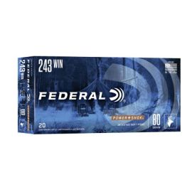 Federal Power Shok 243 80 Grain Jacketed Soft point Ammunition 243AS