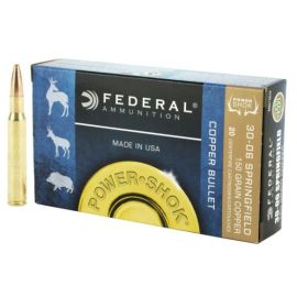 Federal Power Shock Copper 30-06 150 Grain Hollow Point Ammunition 3006150LFA