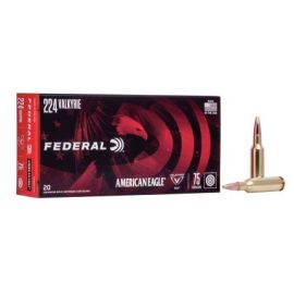 Federal American Eagle 224 Valkyrie 75 Grain TMJ Ammunition AE224VLK1.  Box Of 20 Cartridges