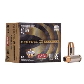 Federal Premium Personal Defense 40 Caliber 180 Grain Hydra Shok JHP Ammunition P40HS1