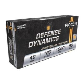 Fiocchi Defense Dynamics 40 S&W 180 Grain JHP Ammunition. Fiocchi 40SWE
