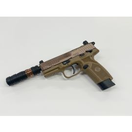FN 502 Tactical FDE 22LR Optics Ready Pistol With Q Erector Suppressor