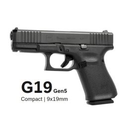 GLOCK 19 Gen 5 9mm Pistol With Front Cocking Serration & 3-15 Round Magazines PA195S201
