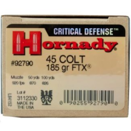 Hornady Critical Defense 45LC 185 Grain FTX Ammunition 92790