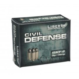 Liberty Civil Defense 45 ACP + P 78 Grain Ammunition. 1900 FPS. Box Of 20 Rounds