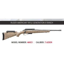 Ruger American Rifle Generation II Ranch 7.62x39 16" Rifle With Spiral Fluted Barrel & Radial Port Muzzle Brake 46921