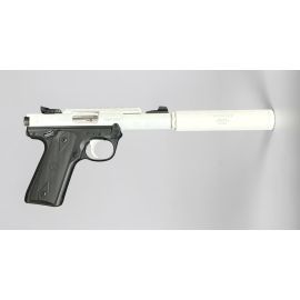 Ruger Mark IV White 22LR Pistol With DIV 3 Suppressor