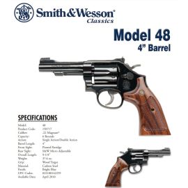Smith & Wesson Model 48 22 Magnum Revolver With 4" Barrel & Adjustable Rear Sight