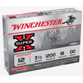 Winchester Super X 12 Gauge 3 1/2" 00 Buck 18 Pellet Shotshell XB12L00